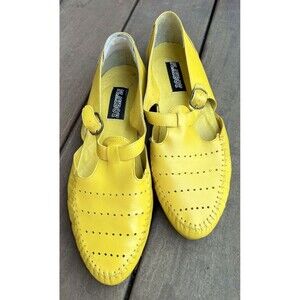 Vintage PLAYBOY Unisex Leather Shoes Yellow Buckle Miami Beachcore Rare